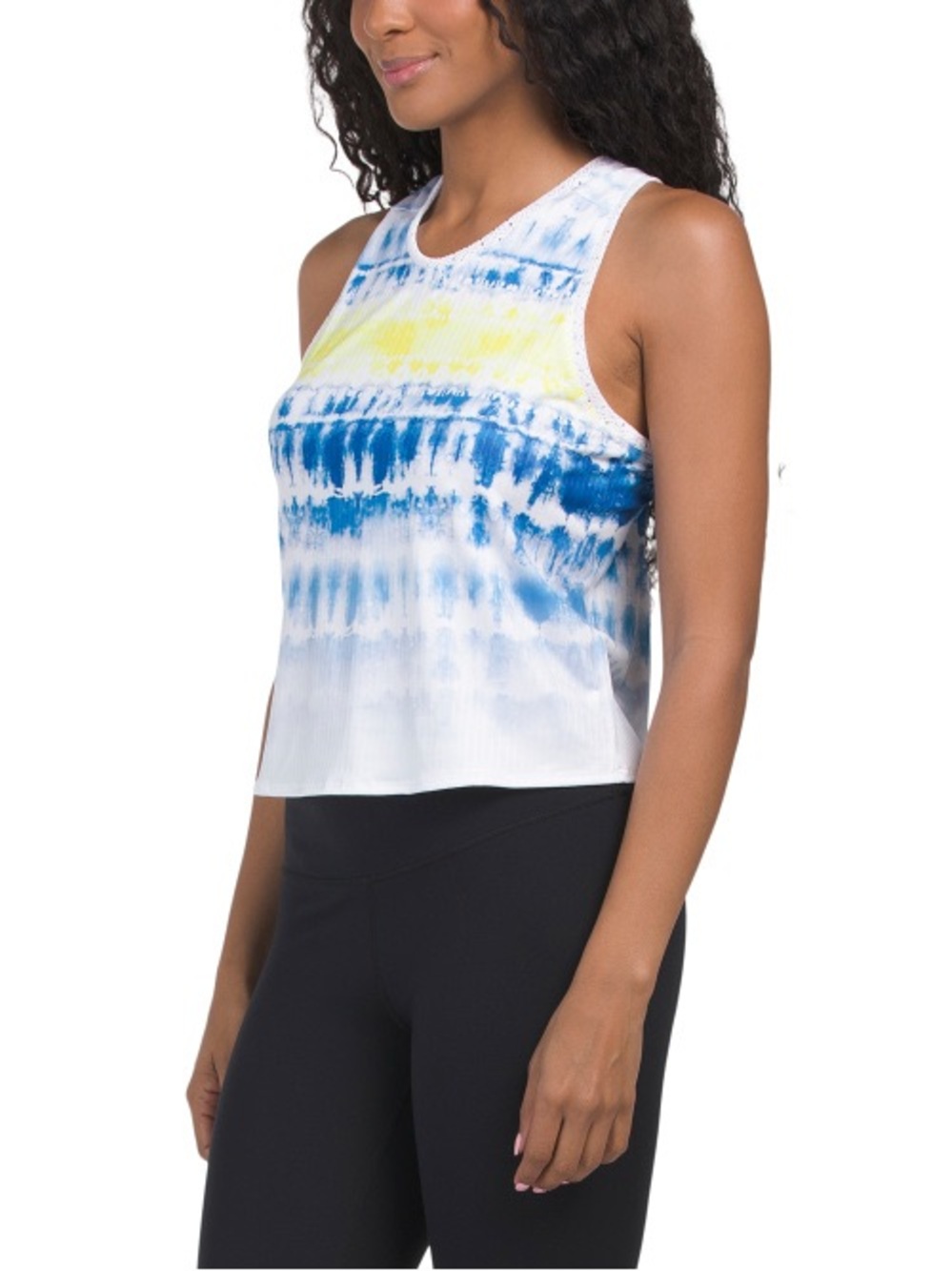 Lucky in Love Blue and Yellow Tie-Dye Athletic Tank